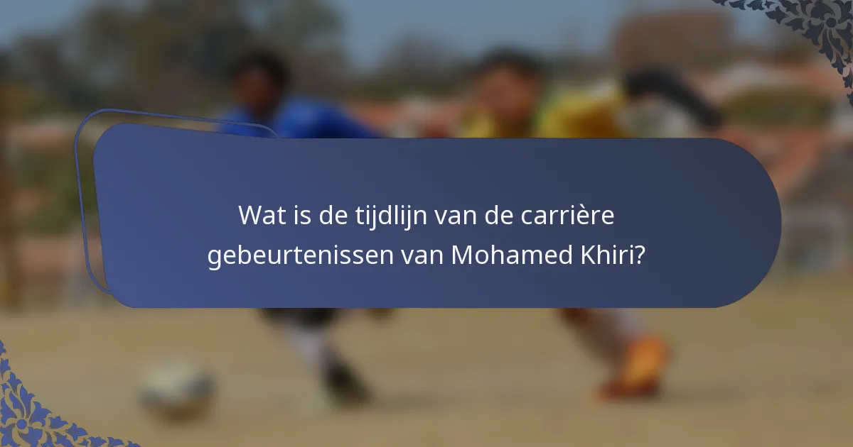 Wat is de tijdlijn van de carrière gebeurtenissen van Mohamed Khiri?